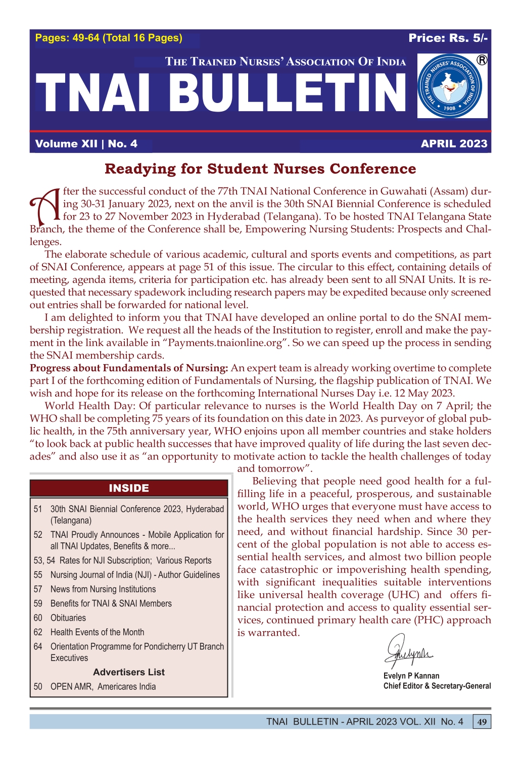 TNAI Bulletin – April 2023 - TNAI Publications